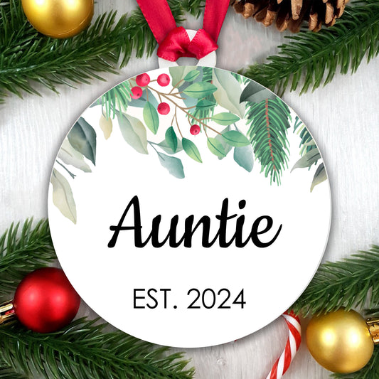 Personalised Auntie Acrylic Christmas Bauble - Auntie Est. Year