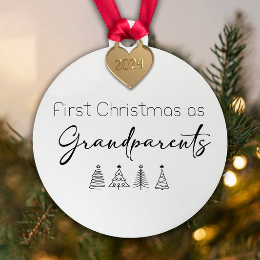 Personalised First Christmas as Grandparents Tree Decoration Bauble  | Acrylic | Gift Boxed