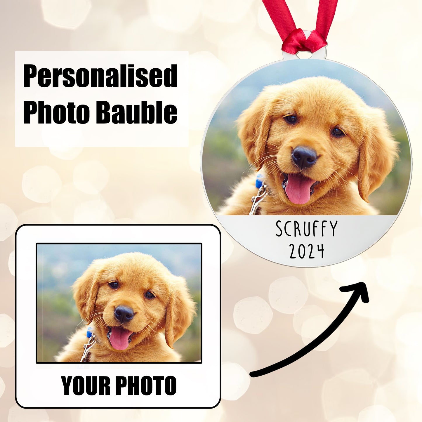 Personalised Dog Photo Bauble Tree Decoration