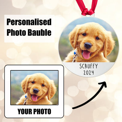 Personalised Dog Photo Bauble Tree Decoration