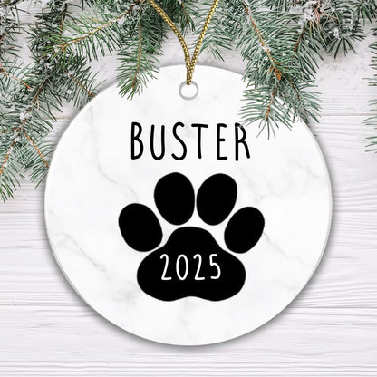 Personalised Ceramic Dog Bauble - Add your name and year! 