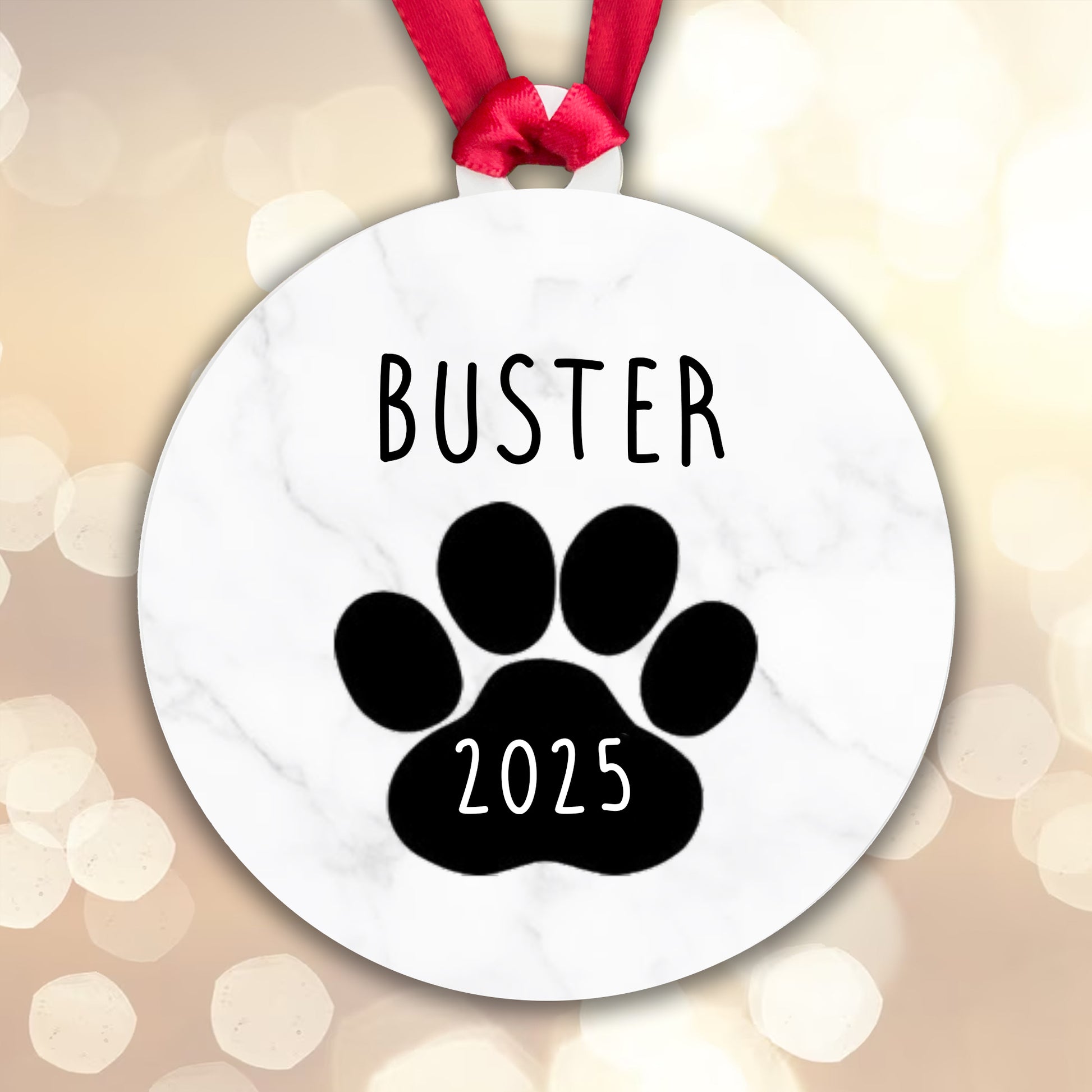 Personalised Acrylic Dog Bauble - Add your name and year! Gift Boxed!