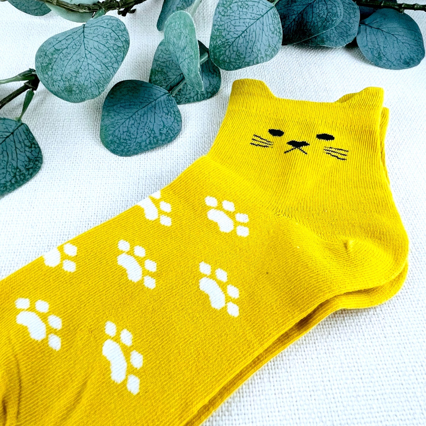 Cute Cat Ear Ankle Socks - Yellow