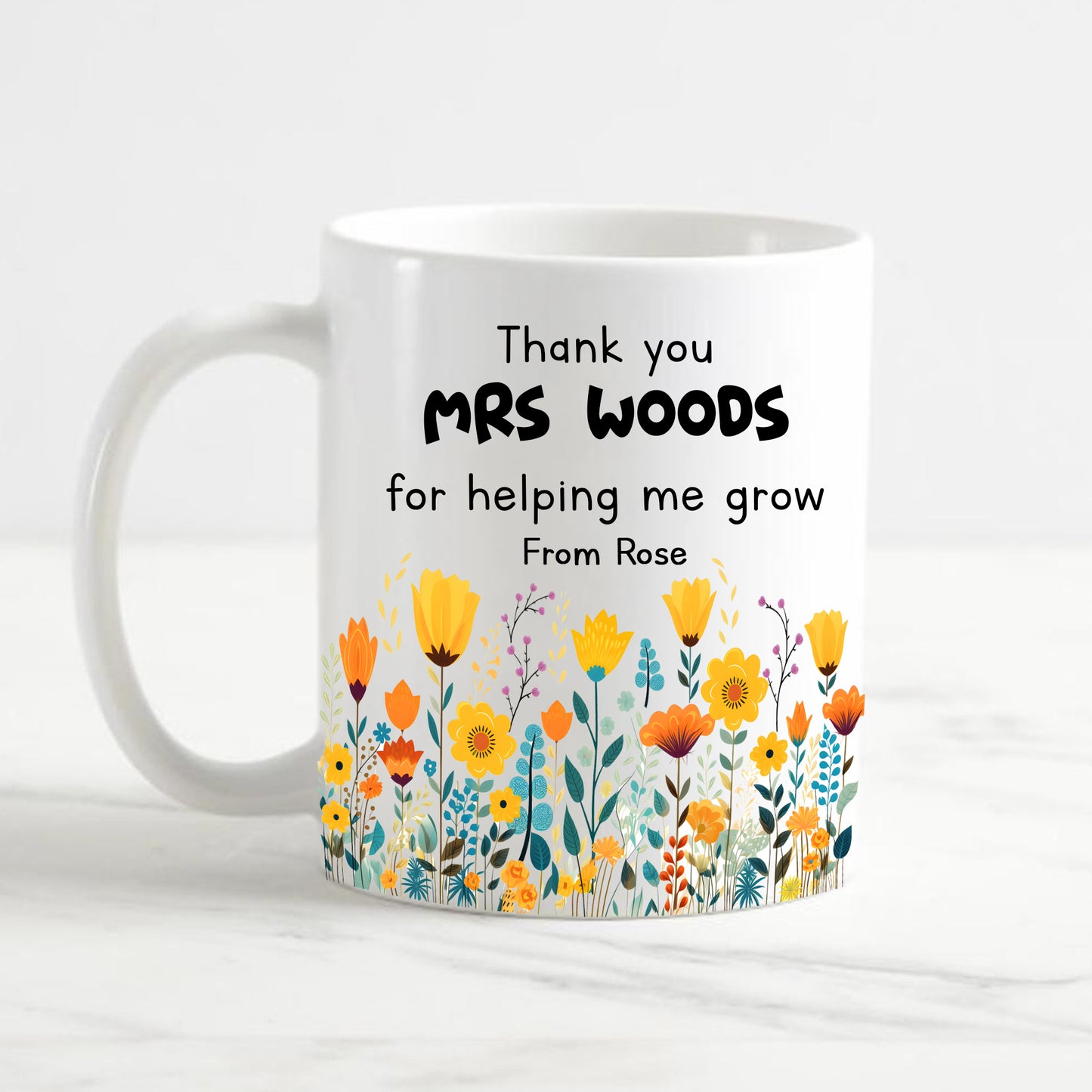 Personalised Teacher Thank You For Helping Me Grow Mug