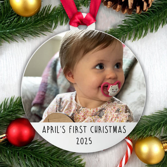 Baby's First Christmas - Photo Bauble - Acrylic or Ceramic 