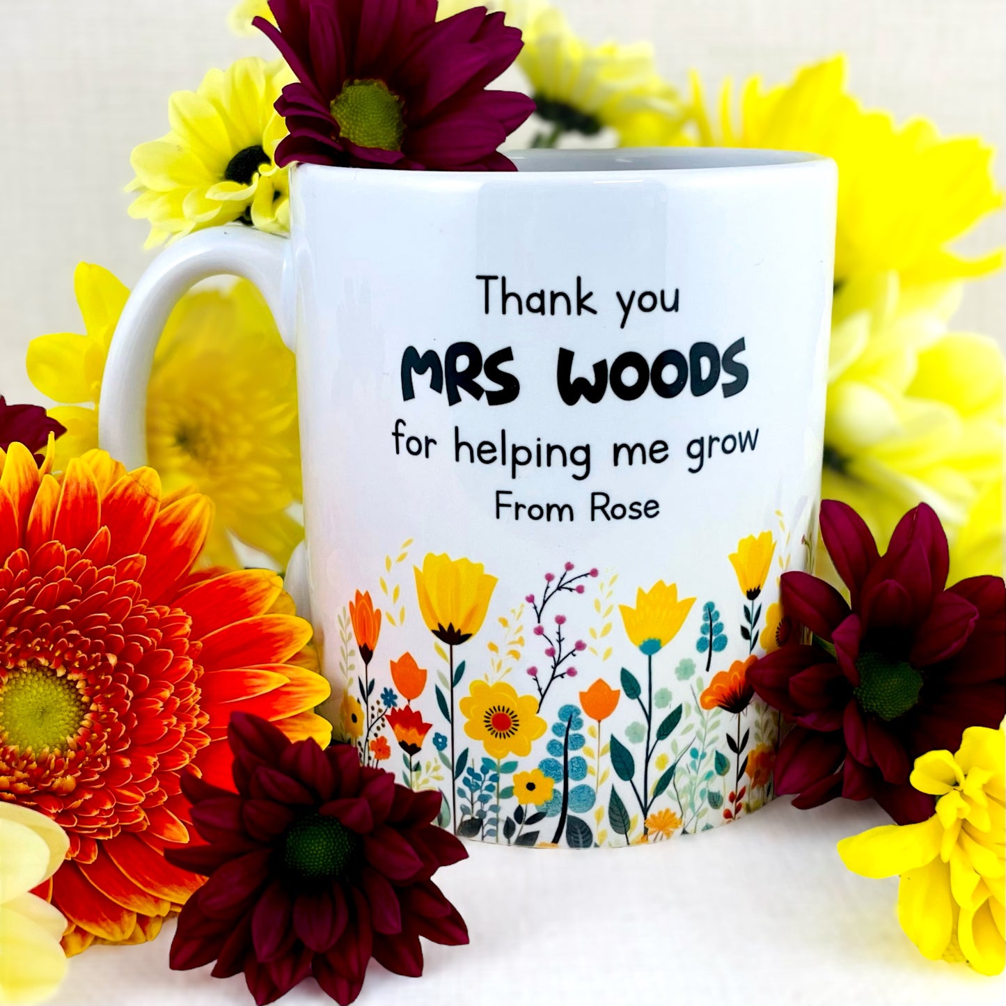 Personalised Teacher Thank You For Helping Me Grow Mug