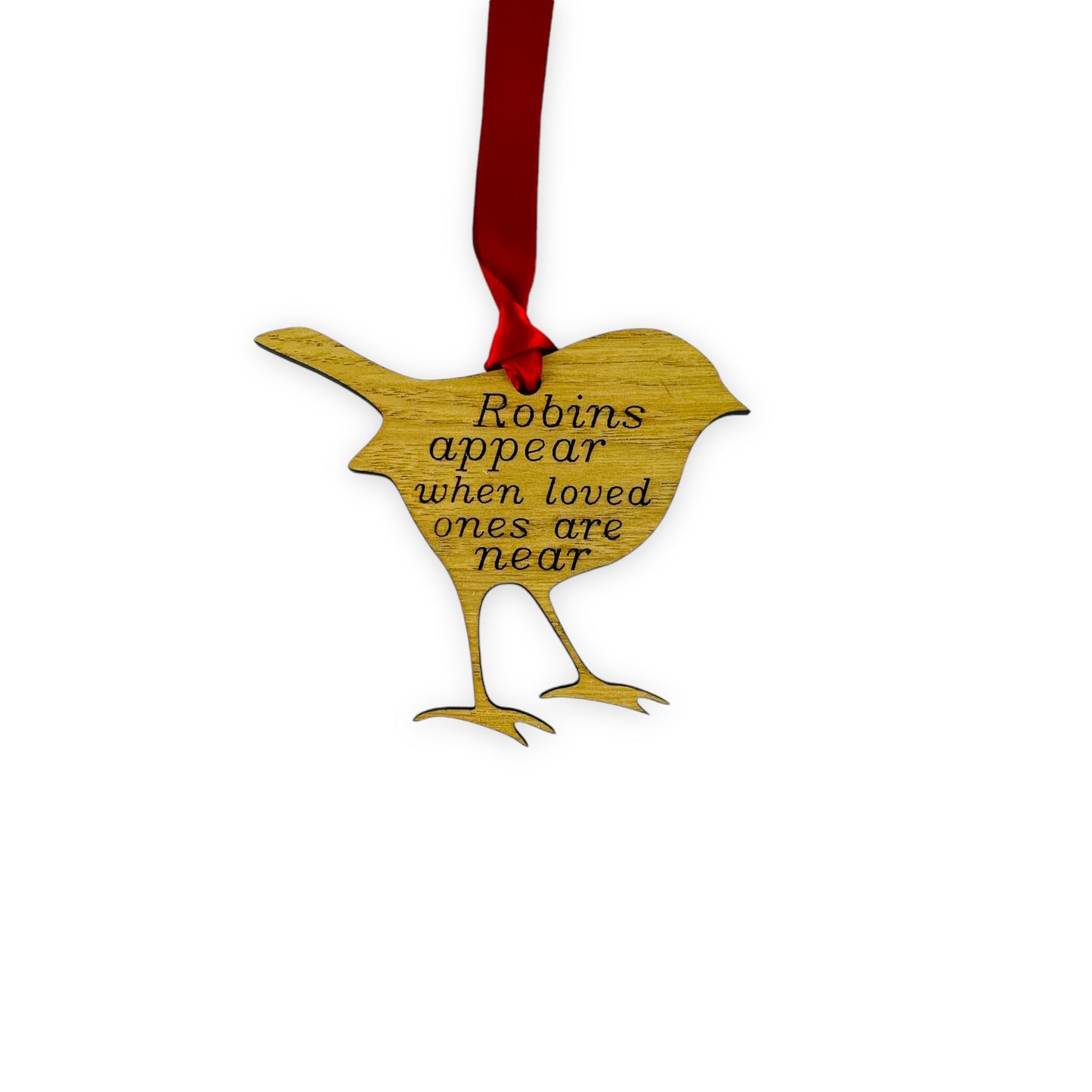 Robins Appear Tree Decoration - Bird - Sustainable Oak Wooden Bauble