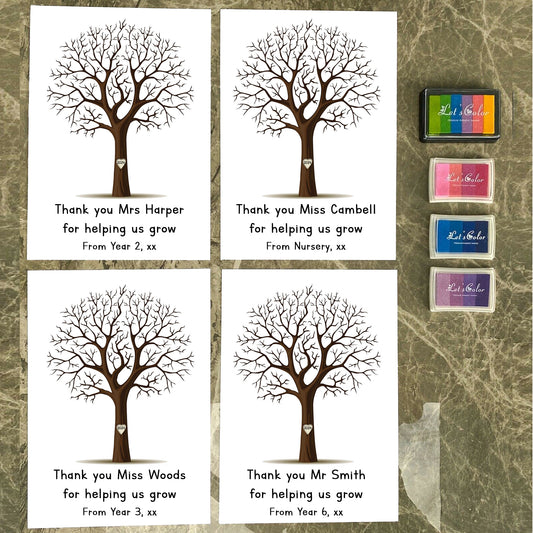 Teacher Thank You Fingerprint Tree - Thank You for Helping us Grow